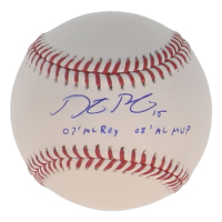 Dustin Pedroia Signed OML Baseball Inscribed "07 AL ROY / 08 AL MVP" (Authentic Ink) at PristineAuction.com