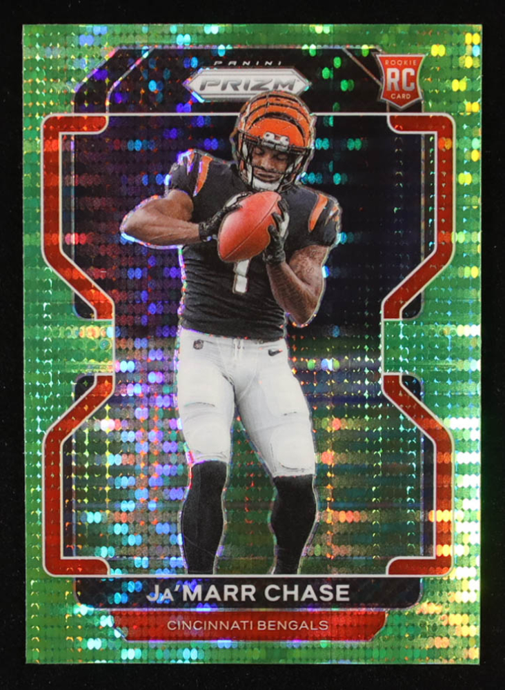 Ja'Marr Chase 2021 Panini Prizm Prizms Neon Green Pulsar #337 RC