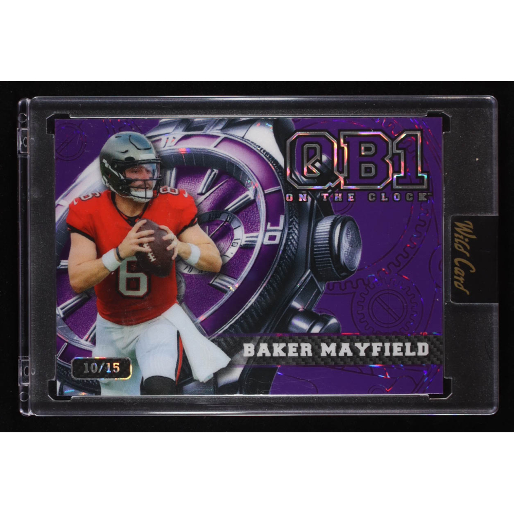 Baker Mayfield 2024 Wild Card QB1 On the Clock Purple #OCWPLBM2 #10/15 at PristineAuction.com Baker Mayfield 2024 Wild Card QB1 On the Clock Purple #OCWPLBM2 #10/15 at PristineAuction.com