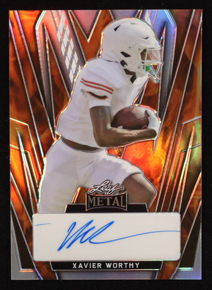 Xavier Worthy 2024 Leaf Metal Autographs Prismatic Fire #BA-XW2 #1/9 RC