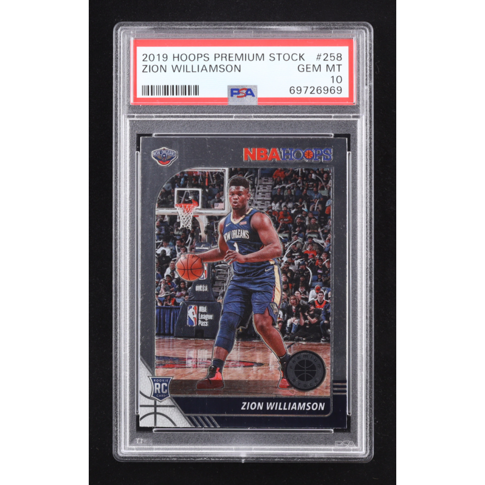 Zion Williamson 2019 Panini Hoops Premium Stock #258 RC (PSA 10) at PristineAuction.com