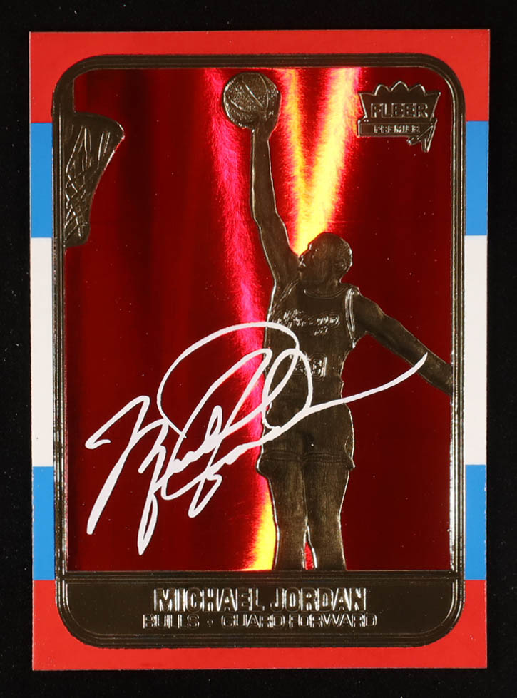 Michael Jordan 1997 Fleer Premier Signature Series Red Holo Refractor 23Kt Gold Card at PristineAuction.com Michael Jordan 1997 Fleer Premier Signature Series Red Holo Refractor 23Kt Gold Card at PristineAuction.com