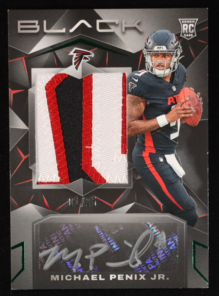 Michael Penix Jr. 2024 Panini Black Emerald Jersey Autograph #201 #1/25 RC