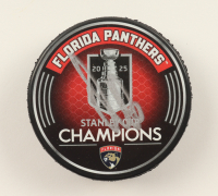 Aleksander Barkov Signed Pathers 2025 Stanley Cup Champions Logo Hockey Puck (JSA) at PristineAuction.com