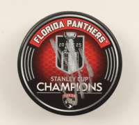 Aleksander Barkov Signed Pathers 2025 Stanley Cup Champions Logo Hockey Puck (JSA) at PristineAuction.com