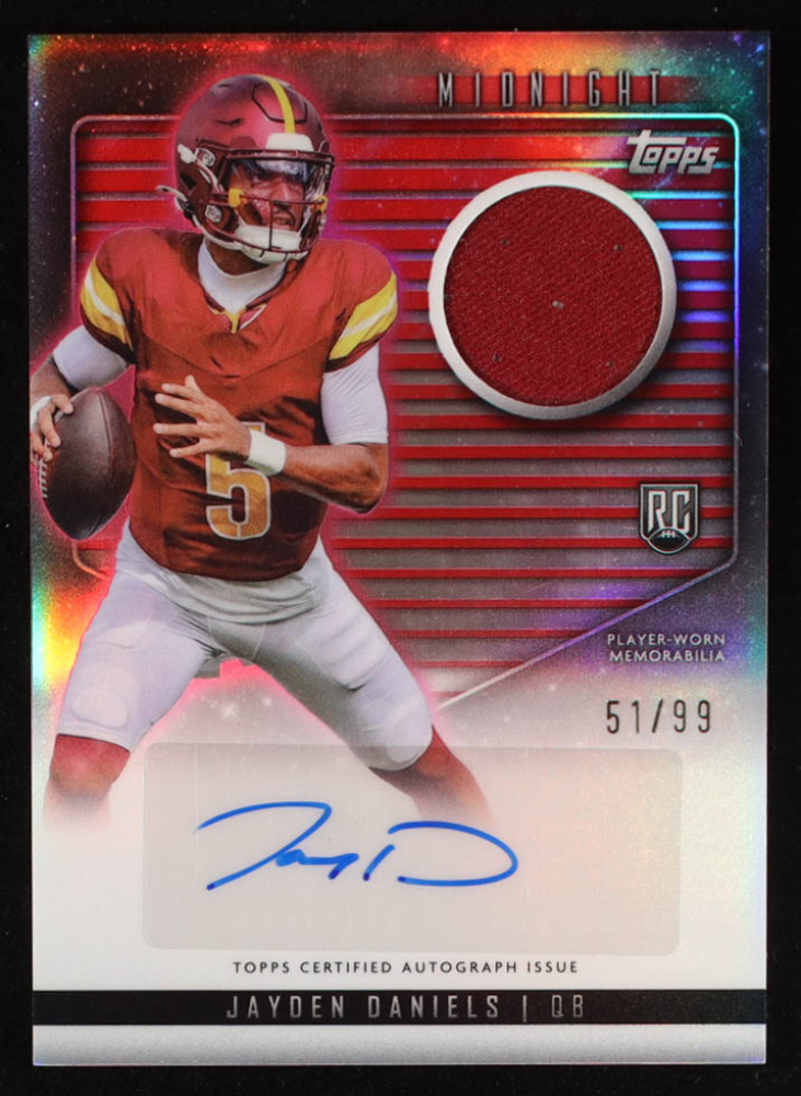 Jayden Daniels 2024 Topps Midnight Rookie Jersey Autographs Twilight #RJAJD RC #51/99