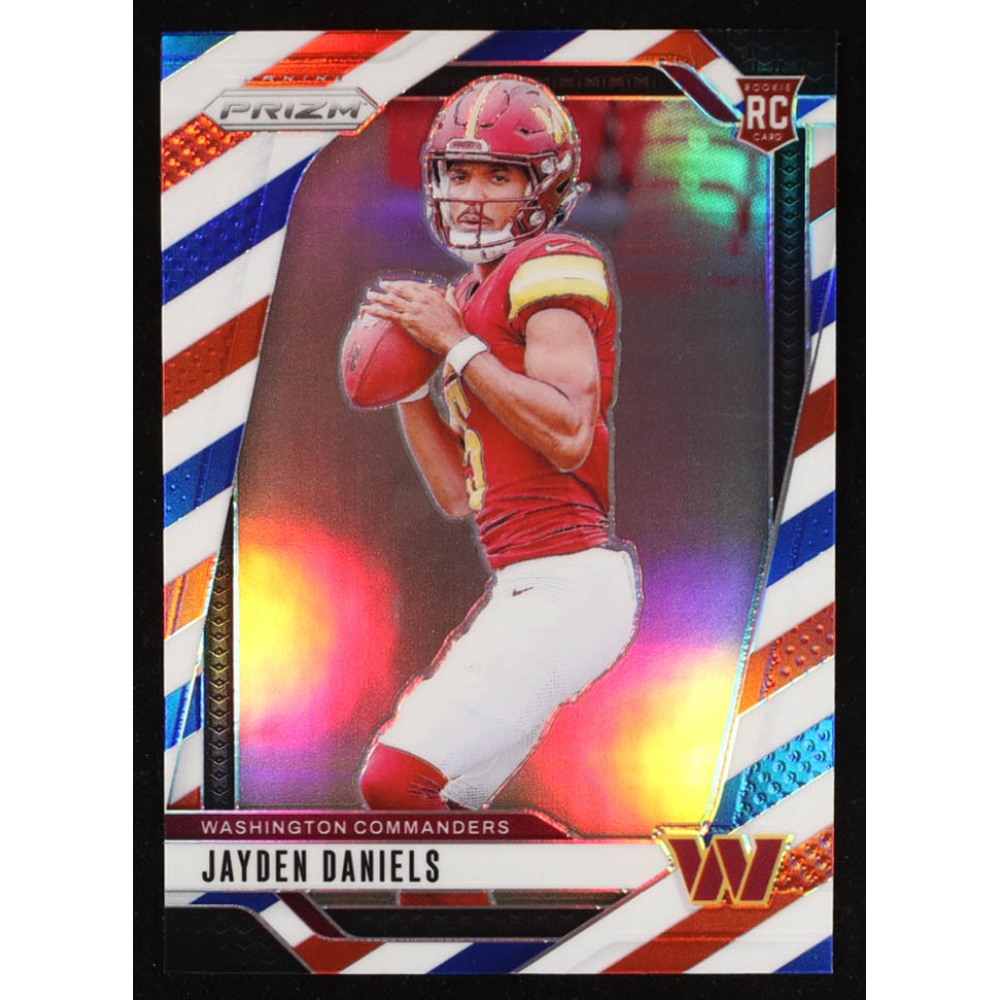 Jayden Daniels 2024 Panini Prizm Prizms Red White and Blue #347 RC at PristineAuction.com