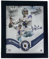 Dak Prescott LE Cowboys Custom Framed Photo Display with Game-Used Football Piece (Fanatics) at PristineAuction.com