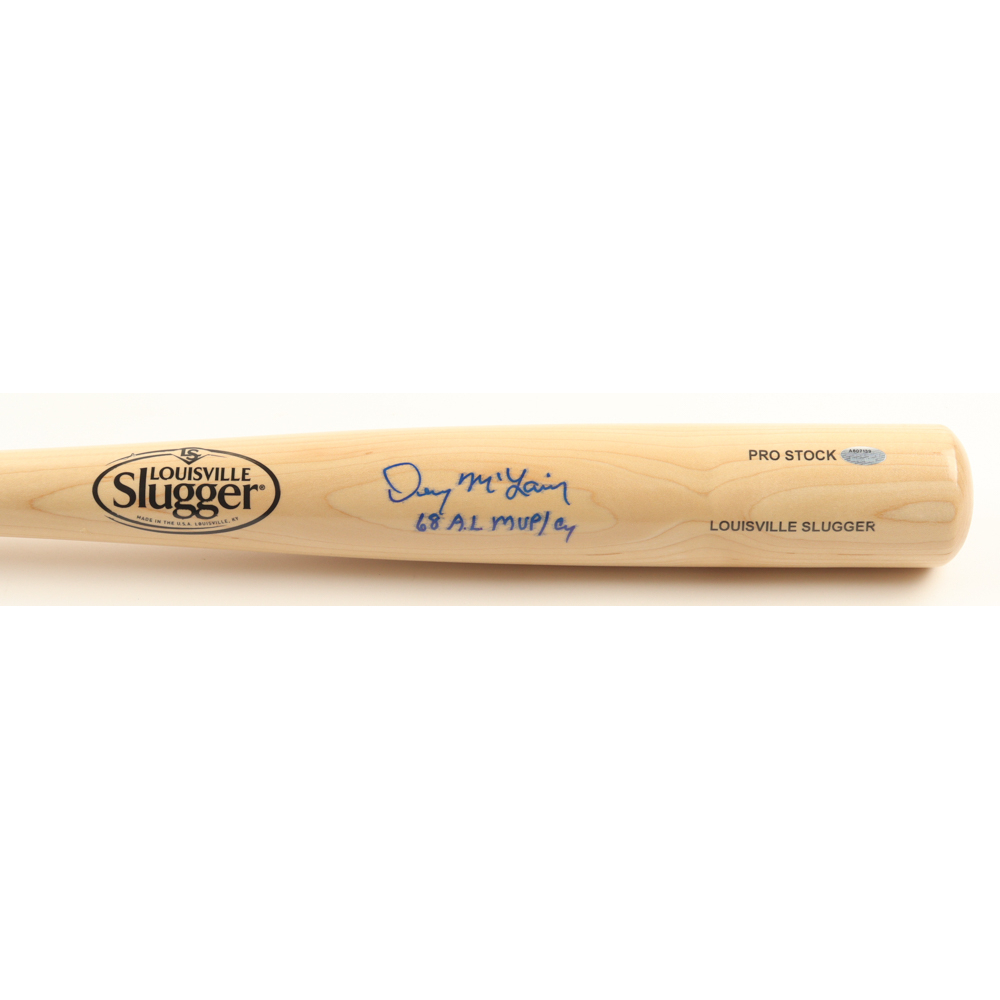 Denny McLain Signed Louisville Slugger Pro Stock Baseball Bat Inscribed "68 A.L M.V.P./Cy" (Schwartz) at PristineAuction.com