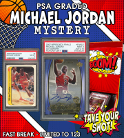 PRISTINE EXCLUSIVE! All PSA Graded MICHAEL JORDAN Mystery BOOM BOX - Fast Break Edition ONLY 123 PACKS! at PristineAuction.com