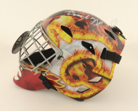 Mike Vernon Signed Flames Full-Size Goalie Mask Inscribed "HOF 2023" (Schwartz) at PristineAuction.com