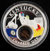 2021 "Treasures of the US" Kentucky Charred Oak 1oz Silver Commemorative Coin with Display Case at PristineAuction.com