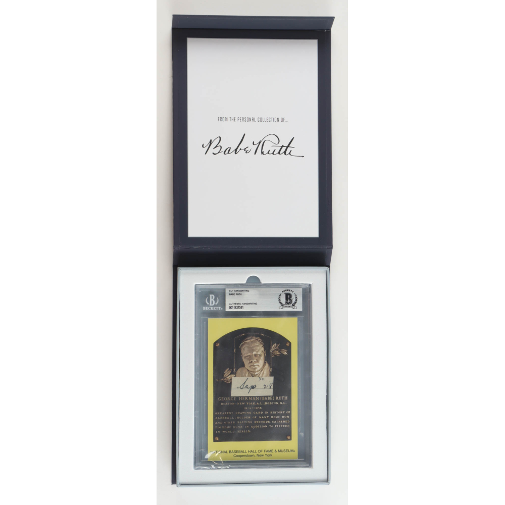 Babe Ruth Signed LE Cut On Hall of Fame Plaque Postcard (BAS) at PristineAuction.com