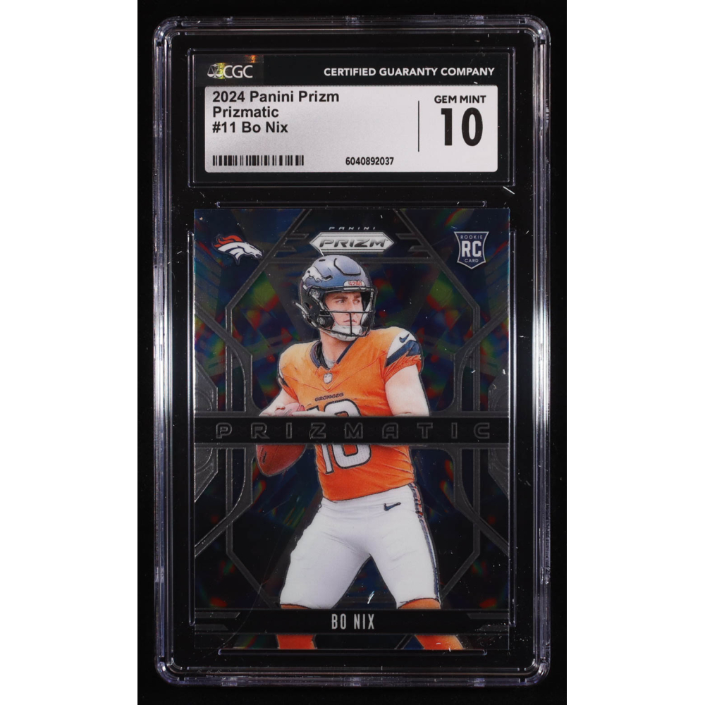 Bo Nix 2024 Panini Prizm Prizmatic #11 RC (CGC 10) at PristineAuction.com