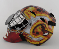 Mike Vernon Signed Flames Full-Size Goalie Mask Inscribed "HOF 2023" (Schwartz) at PristineAuction.com