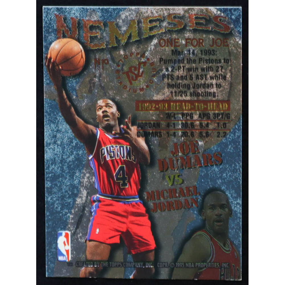 Michael Jordan / Joe Dumars 1995-96 Stadium Club Nemeses #N10 at PristineAuction.com