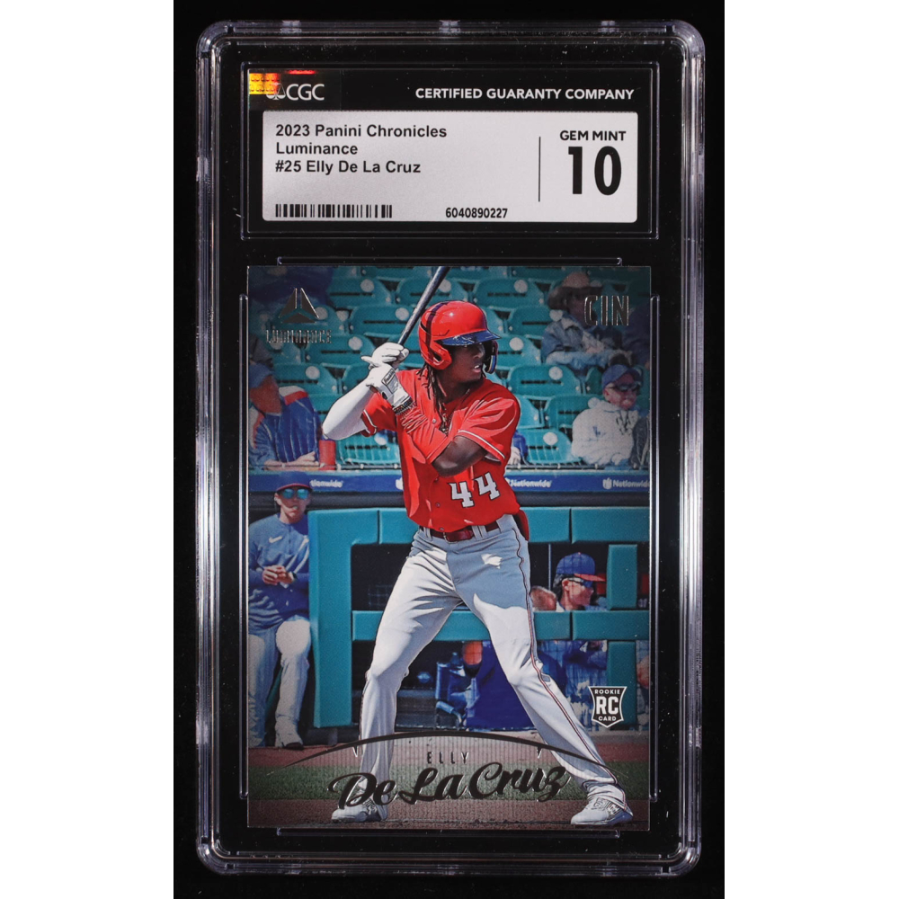 Elly De La Cruz 2023 Panini Chronicles Luminance #25 RC (CGC 10) at PristineAuction.com