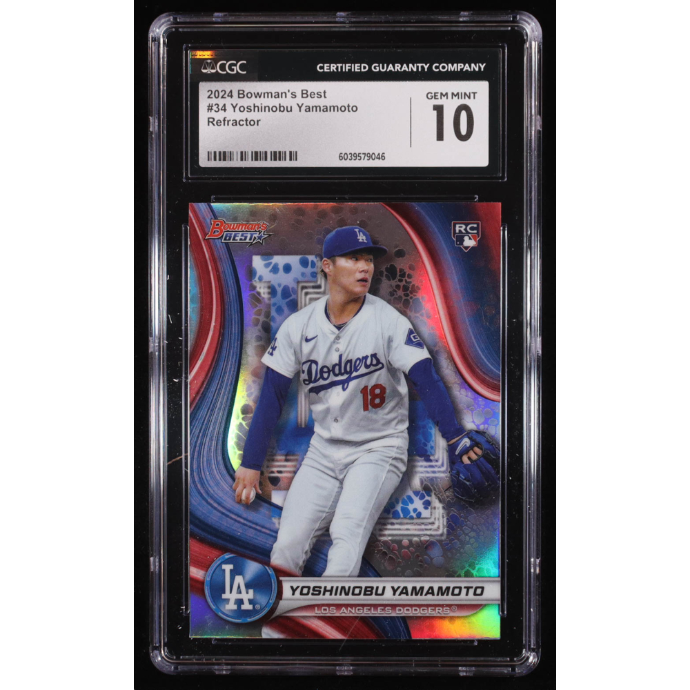 Yoshinobu Yamamoto 2024 Bowman's Best Refractor #34 RC (CGC 10) at PristineAuction.com