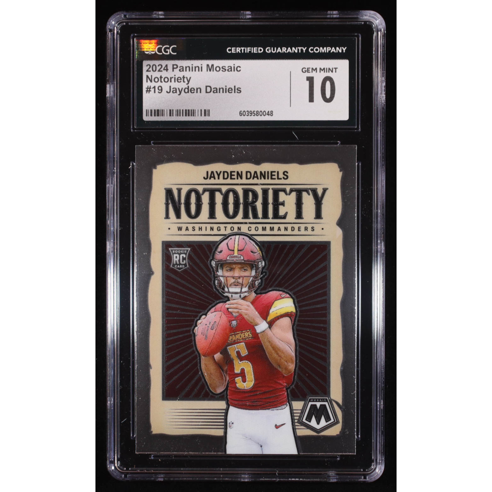 Jayden Daniels 2024 Panini Mosaic Notoriety #19 RC (CGC 10) at PristineAuction.com