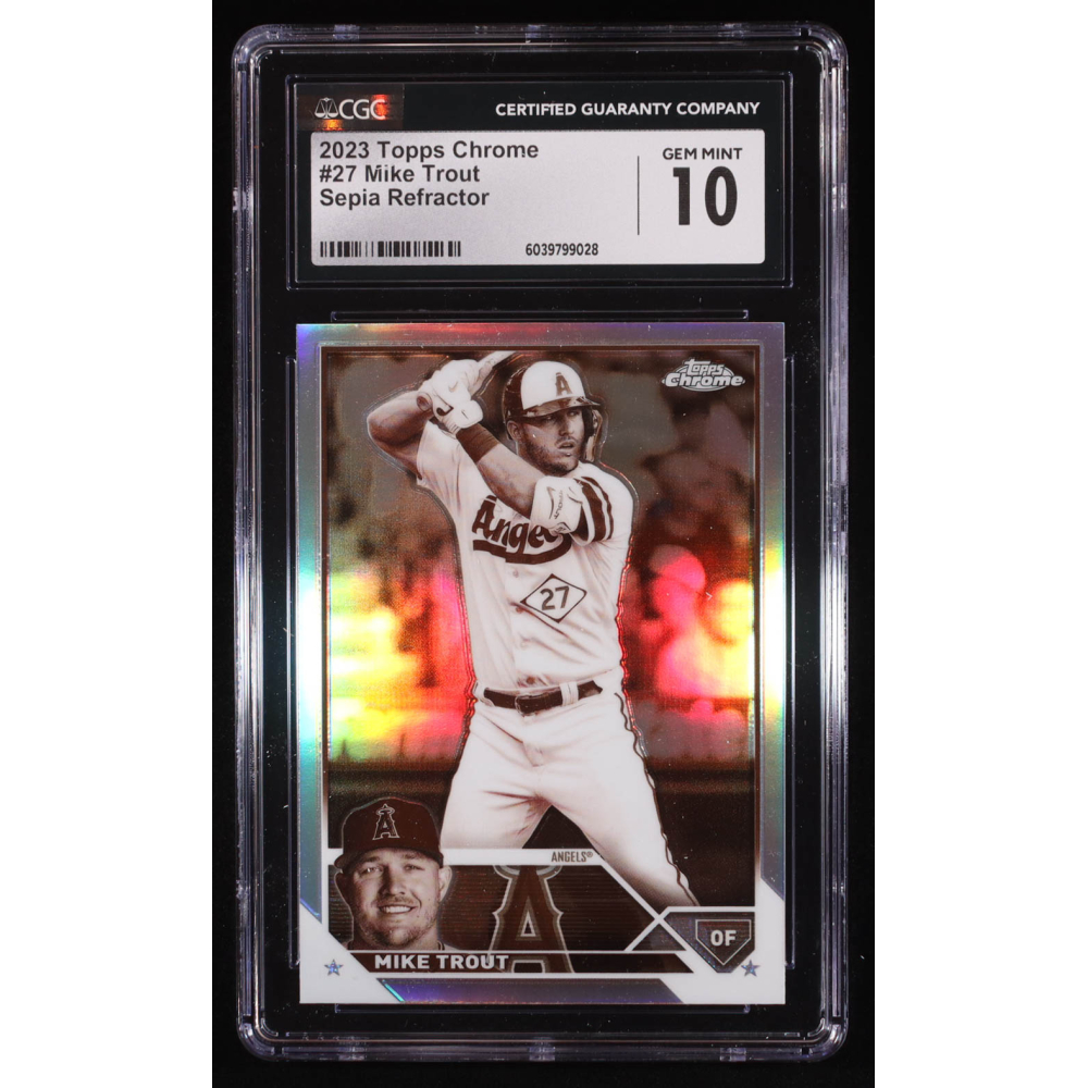 Mike Trout 2023 Topps Chrome Sepia Refractors #27 (CGC 10) at PristineAuction.com