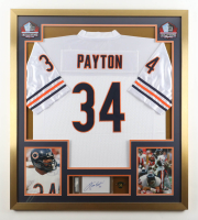 Walter Payton Signed Custom Framed Index Card Display with Jersey & Payton Pin (PSA) at PristineAuction.com