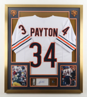 Walter Payton Signed Custom Framed Index Card Display with Jersey & HOF Pin (PSA) at PristineAuction.com