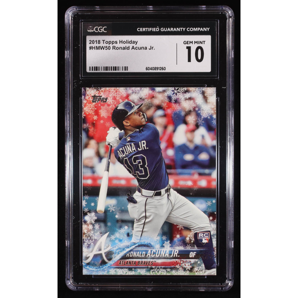Ronald Acuna Jr. 2018 Topps Walmart Holiday Snowflake #HMW50 RC (CGC 10) at PristineAuction.com Ronald Acuna Jr. 2018 Topps Walmart Holiday Snowflake #HMW50 RC (CGC 10) at PristineAuction.com