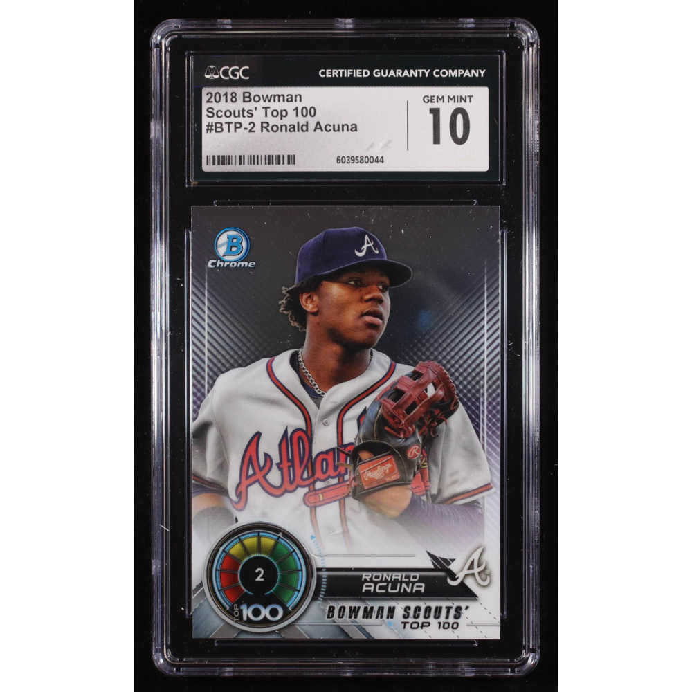 Ronald Acuna Jr. 2018 Bowman Chrome Scouts Top 100 #BTP2 RC (CGC 10) at PristineAuction.com