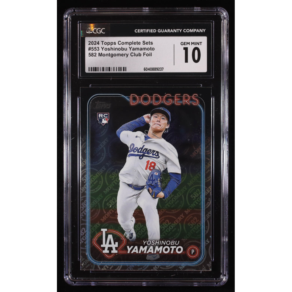 Yoshinobu Yamamoto 2024 Topps Factory Set 582 Montgomery Club #553 RC (CGC 10) at PristineAuction.com