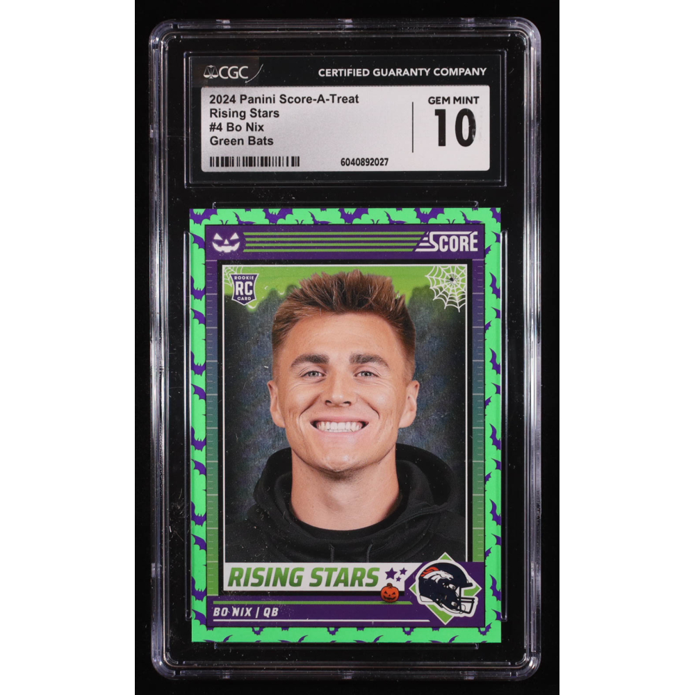 Bo Nix 2024 Score Halloween Rising Stars Bats #4 RC (CGC 10) at PristineAuction.com Bo Nix 2024 Score Halloween Rising Stars Bats #4 RC (CGC 10) at PristineAuction.com