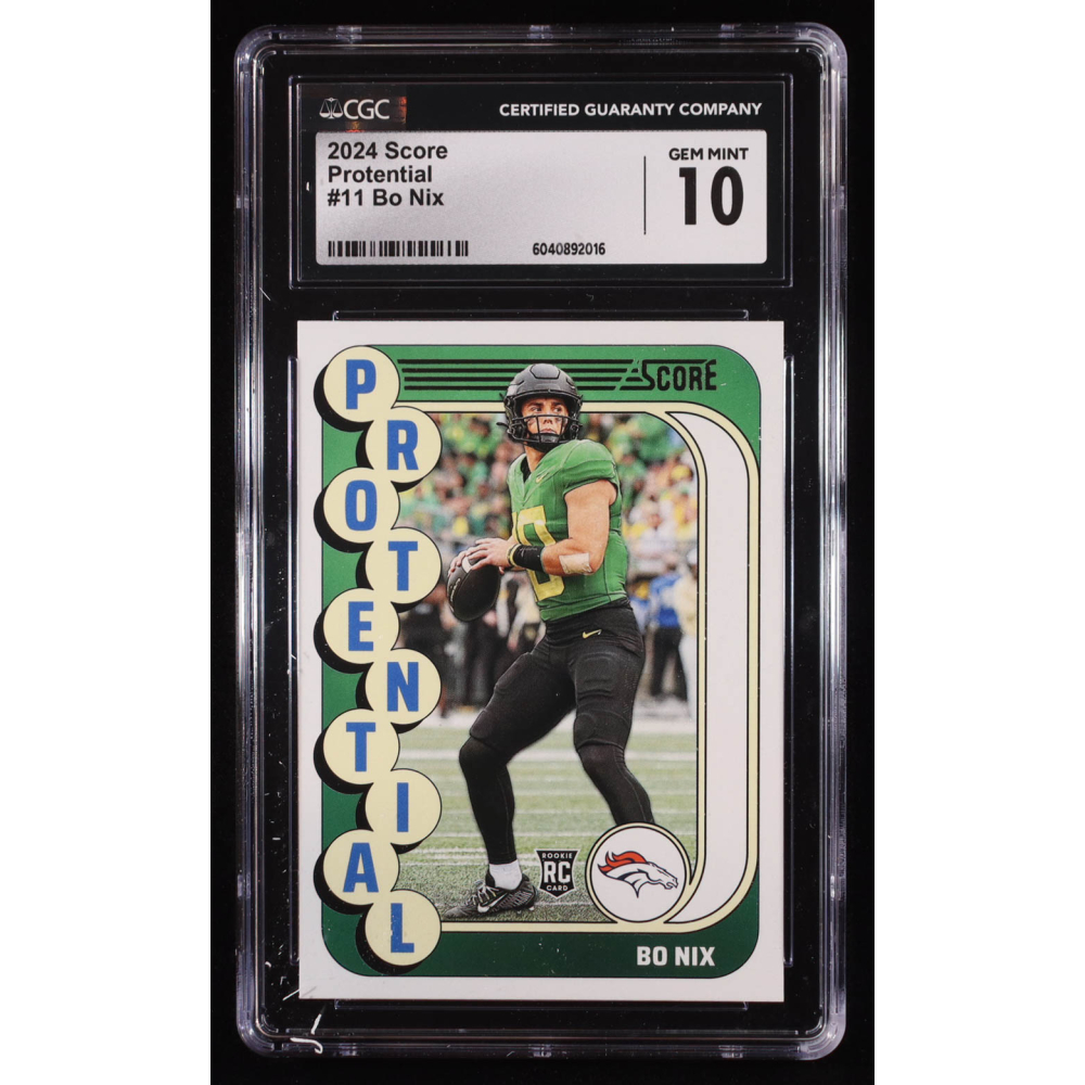 Bo Nix 2024 Score Protential #11 RC (CGC 10) at PristineAuction.com