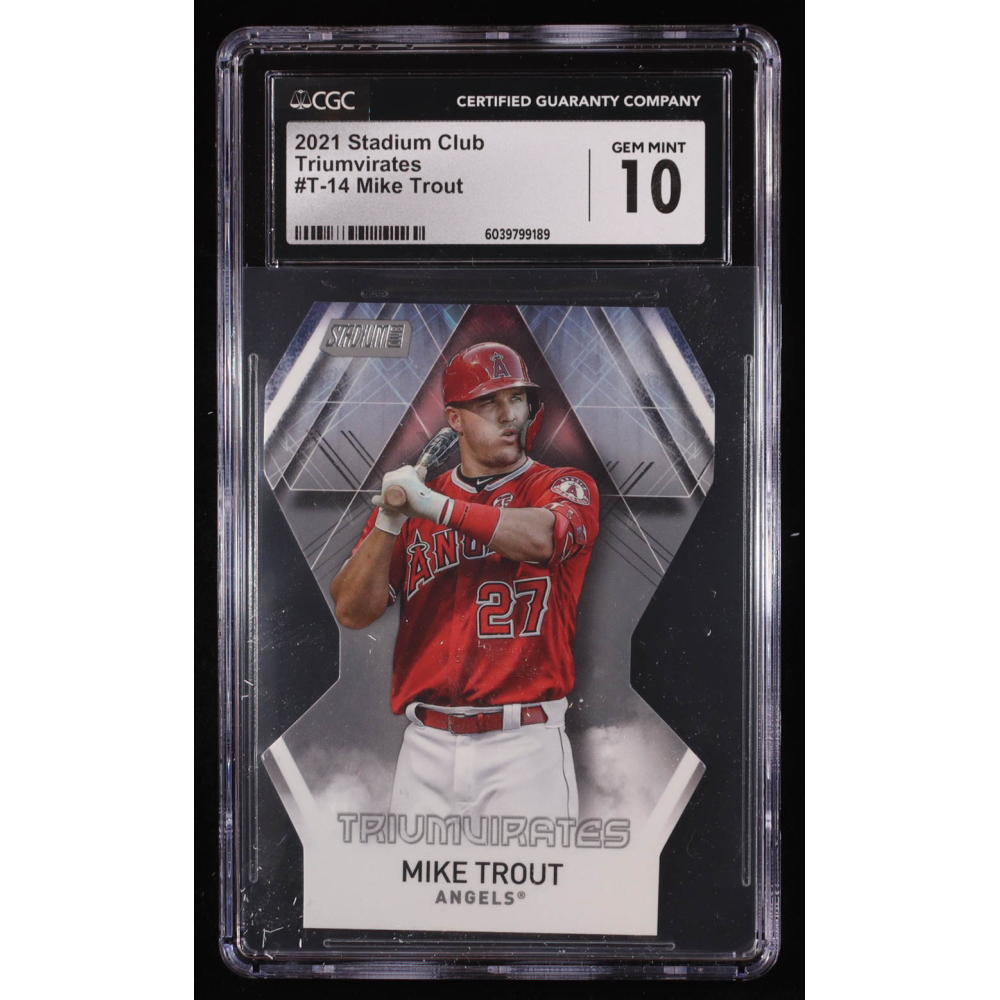 Mike Trout 2021 Stadium Club Triumvirates #T14 (CGC 10) at PristineAuction.com