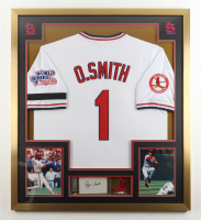 Ozzie Smith Signed Custom Framed Index Card Display with Jersey (Beckett) at PristineAuction.com