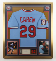 Rod Carew Signed Custom Framed Index Card Display with Jersey (PSA) at PristineAuction.com