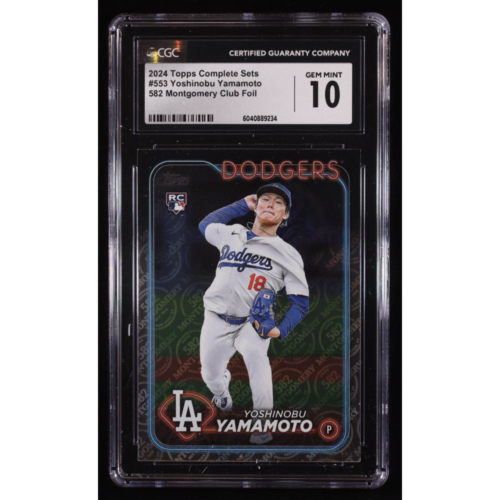 Yoshinobu Yamamoto 2024 Topps Factory Set 582 Montgomery Club #553 RC (CGC 10) at PristineAuction.com