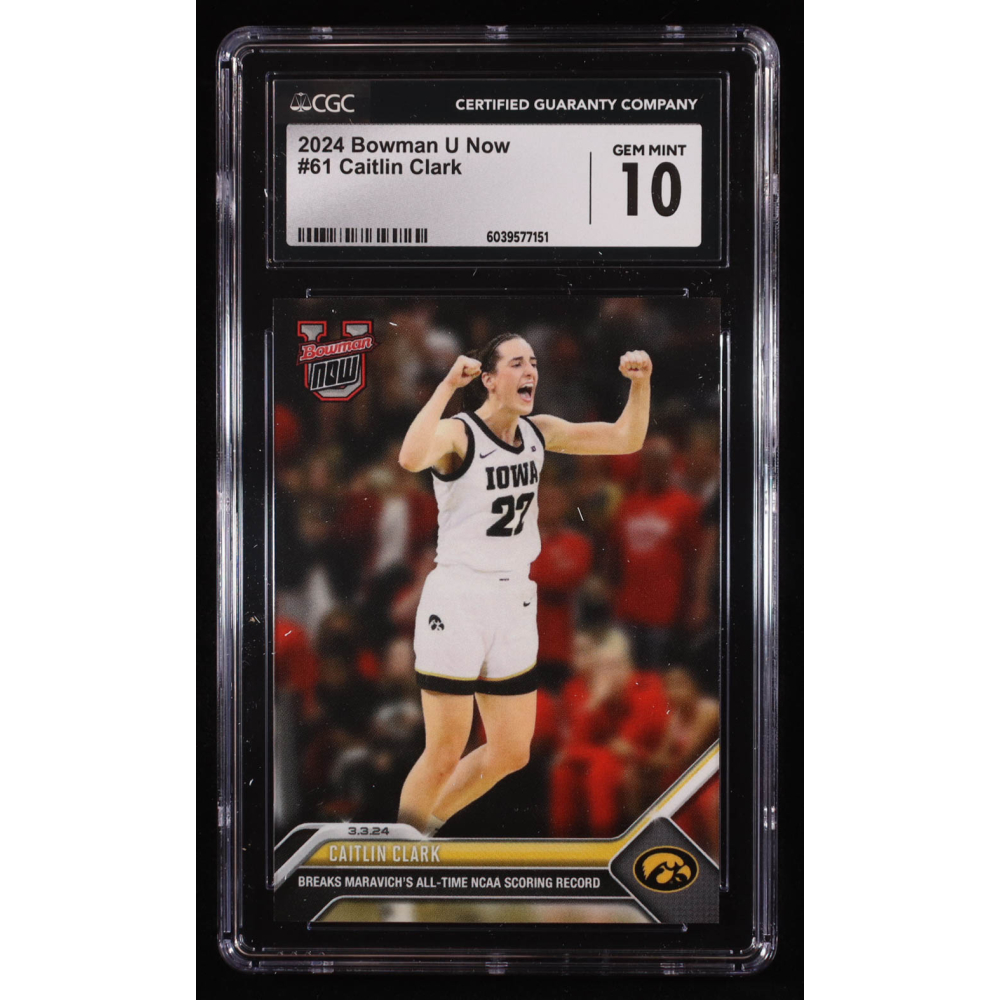Caitlin Clark 2023-24 Bowman University Now #61 RC (CGC 10) at PristineAuction.com