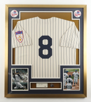 Yogi Berra Signed Cut Yankees Custom Framed Jersey With Official 1951 World Series Pin & (2) Vintage Yankees Logo Patches (PSA) at PristineAuction.com