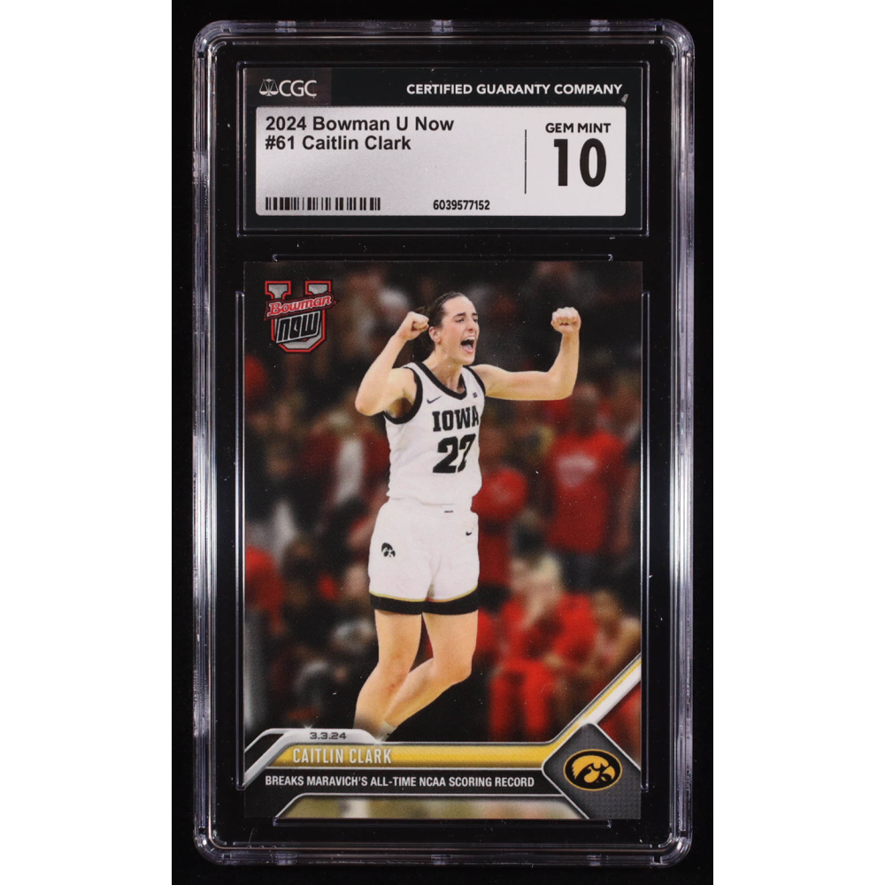 Caitlin Clark 2023-24 Bowman University Now #61 RC (CGC 10) at PristineAuction.com