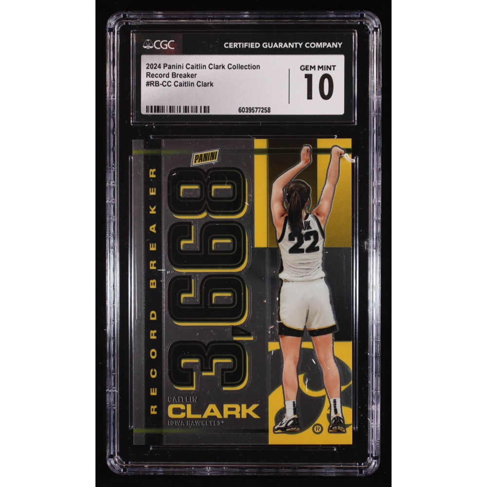 Caitlin Clark 2024 Panini Caitlin Clark Collection Record Breaker #RBCC RC (CGC 10) at PristineAuction.com