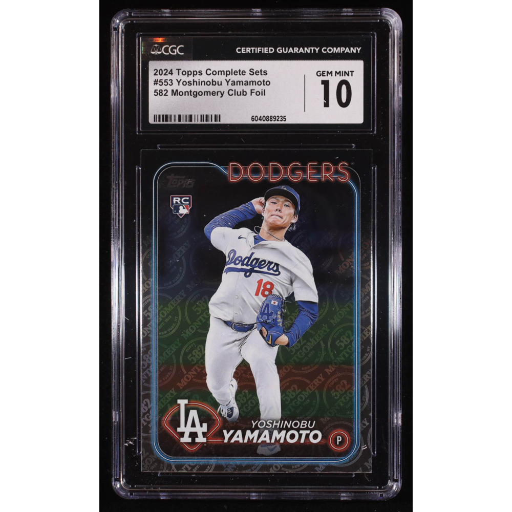 Yoshinobu Yamamoto 2024 Topps Factory Set 582 Montgomery Club #553 RC (CGC 10) at PristineAuction.com