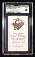 Branch B. Rickey Signed Triple-A Baseball Business Card (CGC 6) at PristineAuction.com