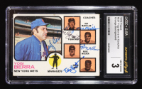 1973 Topps #257 Signed By (5) with Yogi Berra, Roy McMillan, Joe Pignatano, Rube Walker & Eddie Yost (CGC 3) at PristineAuction.com