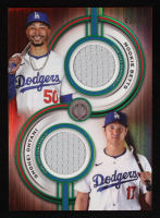 Shohei Ohtani / Mookie Betts 2025 Topps Tribute Dual Player Relics Green #TPDRBO #42/99 at PristineAuction.com