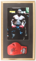 Mike Tyson Signed "Standing Dark Portrait" Custom Framed Print Display With Ringside Boxing Glove (Tyson) at PristineAuction.com