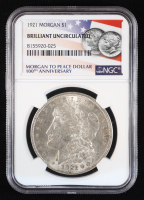1921 Morgan Silver Dollar - American Flag Label (NGC BRILLIANT UNCIRCULATED) at PristineAuction.com