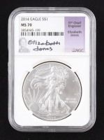 2014 American Silver Eagle - Elizabeth Jones Signature Label (NGC MS70) at PristineAuction.com