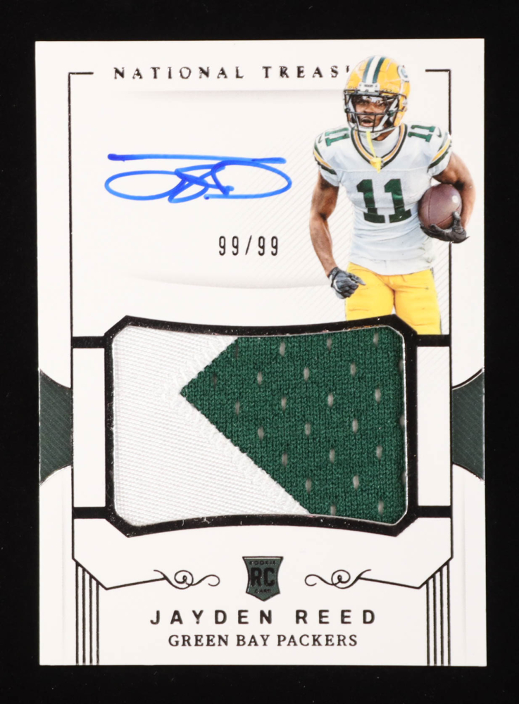 Jayden Reed 2023 Panini National Treasures Crossover Rookie Patch Autographs #14 RC #99/99