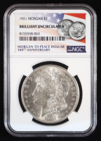 1921 Morgan Silver Dollar - American Flag Label (NGC BRILLIANT UNCIRCULATED) at PristineAuction.com
