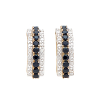 1.35 Total CTW Pair of (2) Natural Diamond & Sapphire 18K Yellow Gold Plated Sterling Silver Earrings I, I3 (GLS) at PristineAuction.com