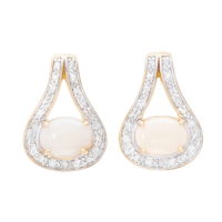 2.10 Total CTW Pair of (2) Diamond & Opal 18K Yellow Gold Plated Sterling Silver Earrings I, I3 (GLS) at PristineAuction.com
